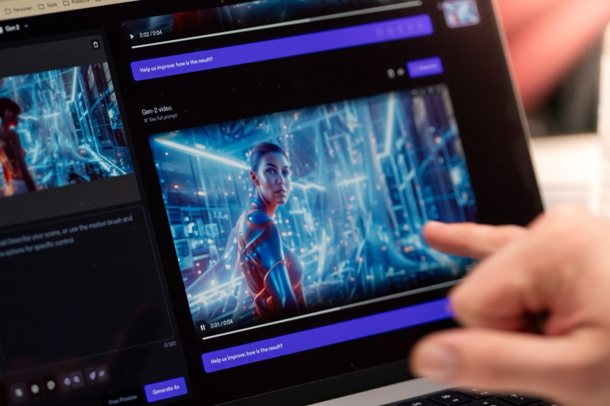 Teilnehmer prüft am Laptop eine generierte Szene für seinen Trailer