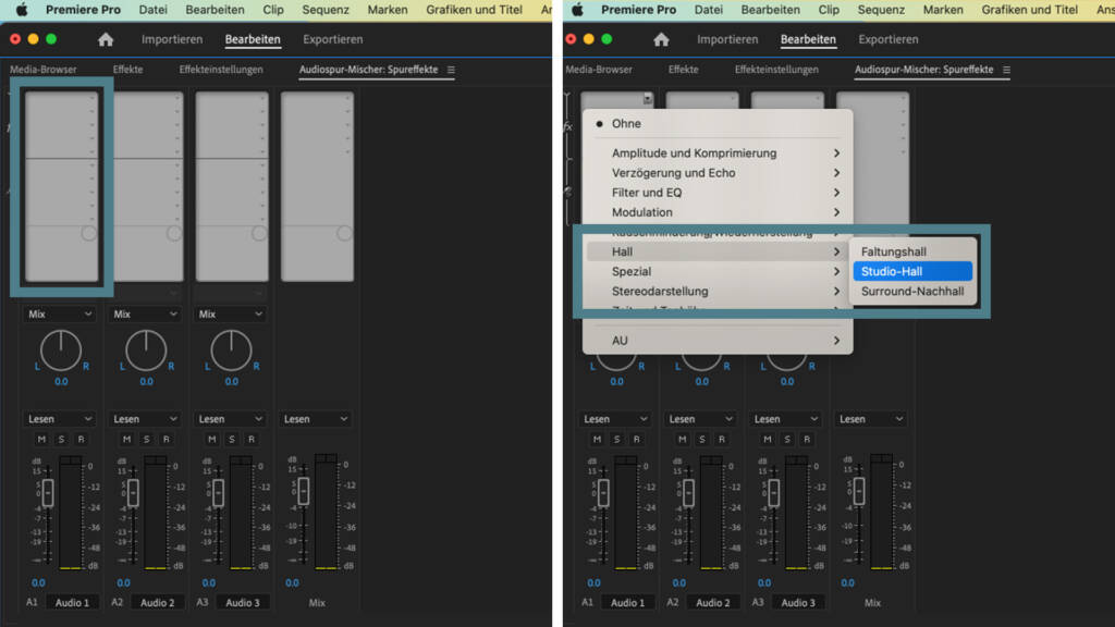 Studio-Hall als Spureffekt in Premiere Pro hinzufügen