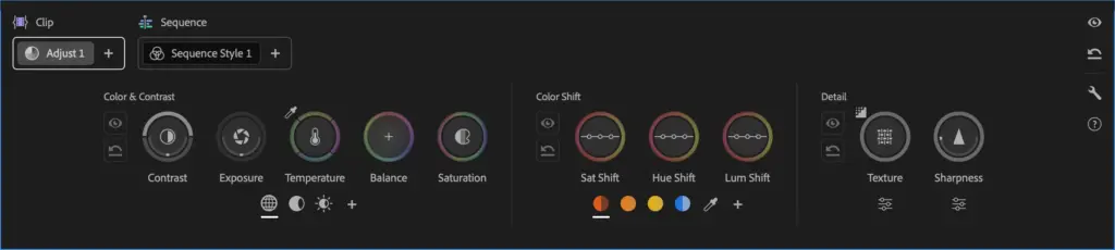 Screenshot einer Fotobearbeitungsoberfläche mit Schiebereglern für Bildanpassungen, aktualisiert wie Premiere Pro 26.2.