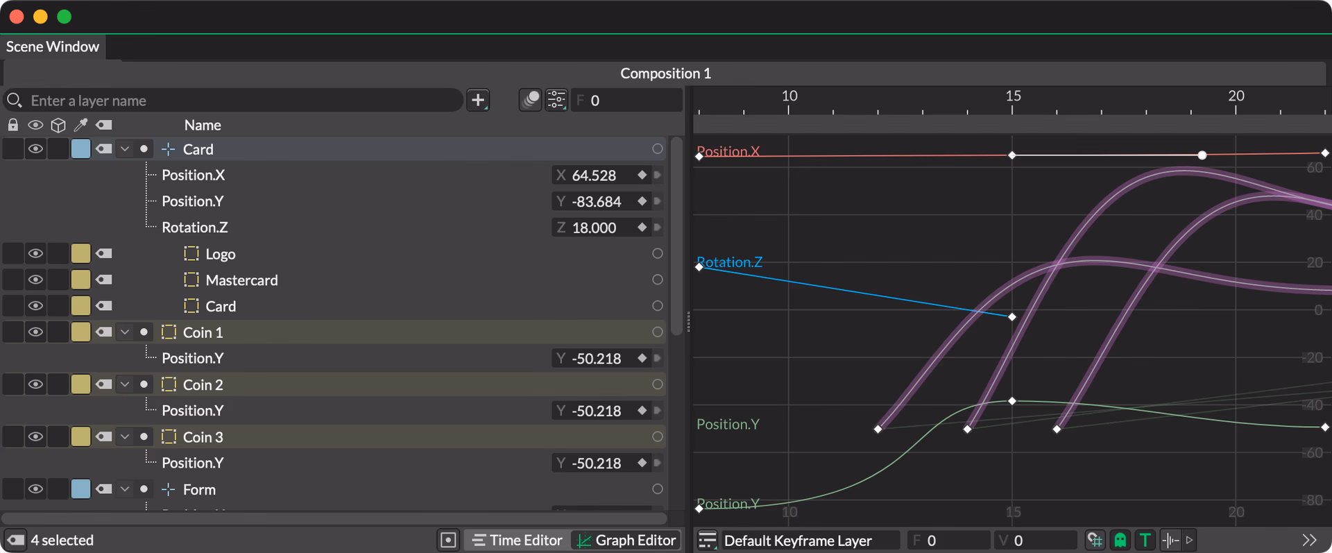 Cavalry Node-Graph-Editor mit animierten Bezier-Kurven – Cavalry vs After Effects: der prozedurale Ansatz im Überblick.